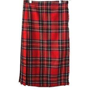 Jedburgh Kiltmakers Scotland Kilt Wrap Skirt Women's 12 Red Plaid Wool blend